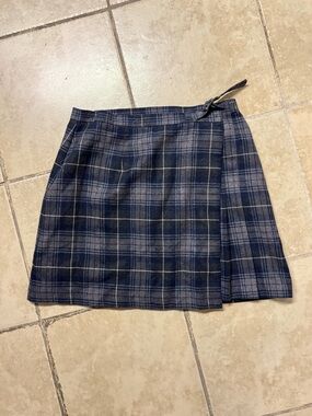 Vintage 90s Tartan Wrap Mini Skirt S